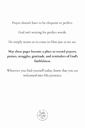 A Place for Prayer - A Christian Prayer Journal